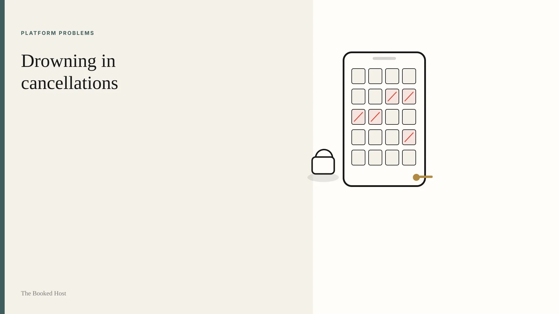 A phone on a kitchen counter at dusk showing a calendar with several dates struck through. Next to it, a mug of coffee and a set of house keys. Warm but slightly melancholy light, real home interior, no people.