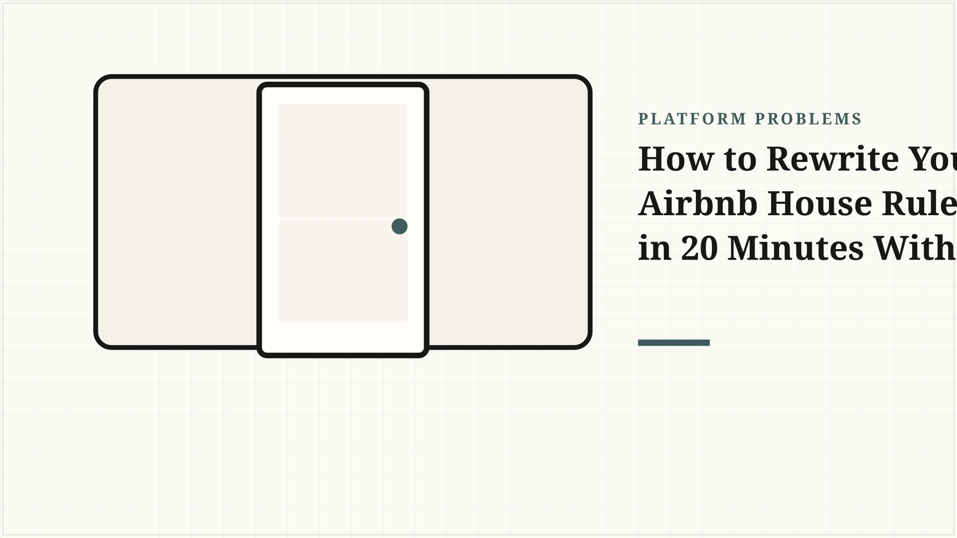 Illustrated editorial card: a line-drawn door with a small handle beside the start of the article title. No faces, no logos.