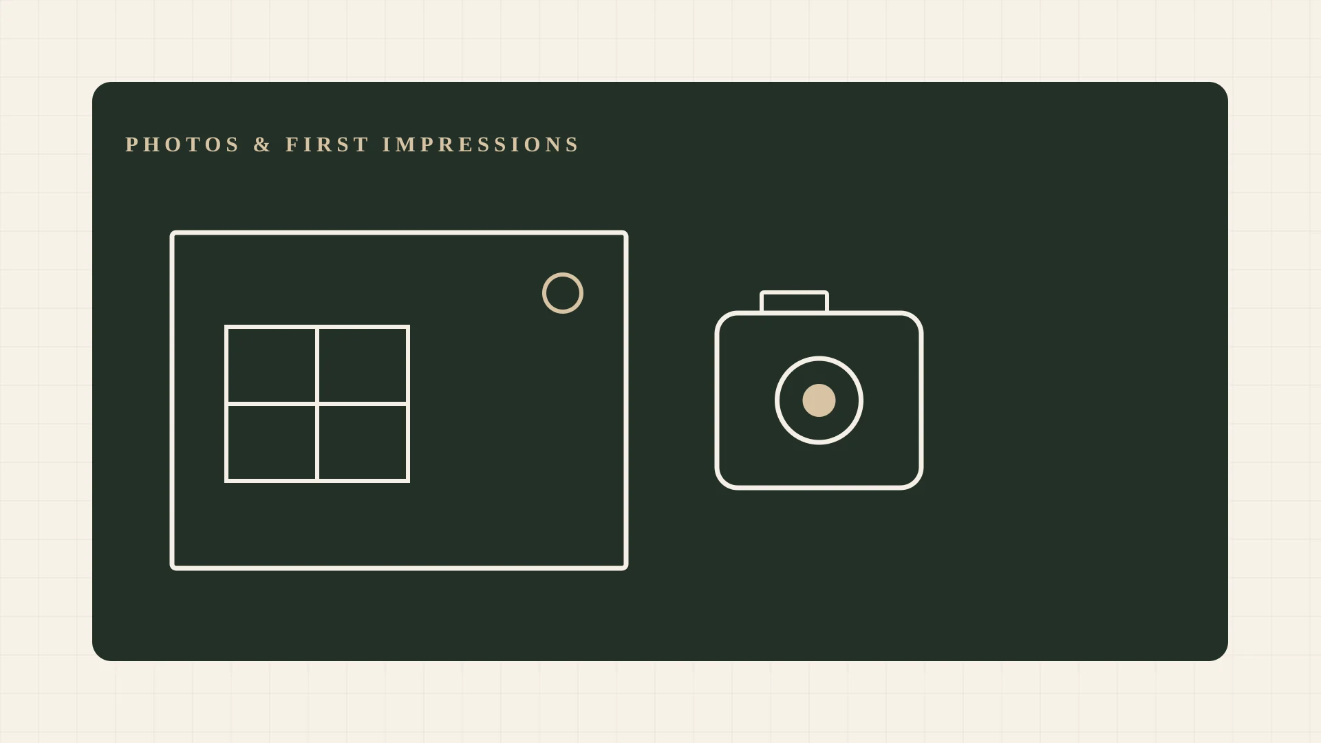 Illustrated editorial card: a photo frame with a window of light beside a small camera. No room photo, no before-and-after, no product screen, no faces, no logos.